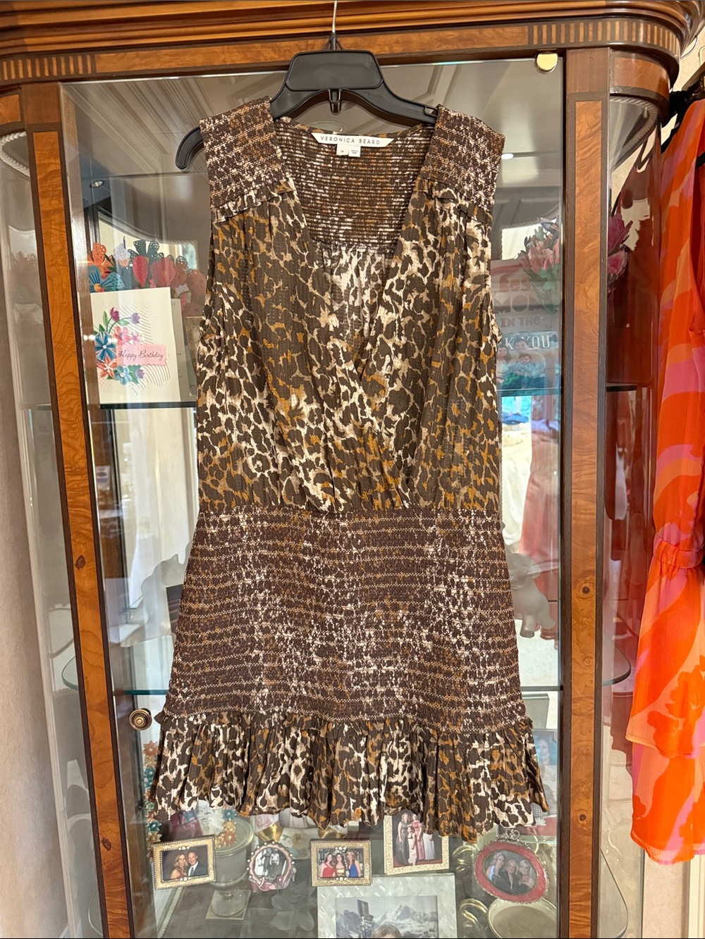 Veronica Beard Brown and Cream Leopard-Print Sleeveless Mini Dress